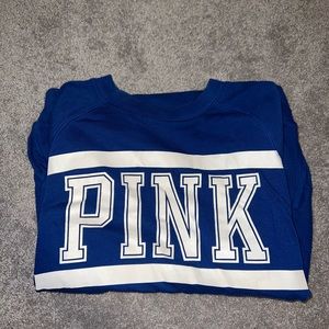 A blue PINK Crewneck